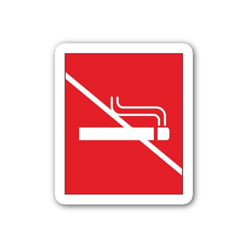 2 (Pieces) 3" and 5" No Smoking Red Sign Sticker, Waterproof Vinyl Decals for Many Purpose Like Cars