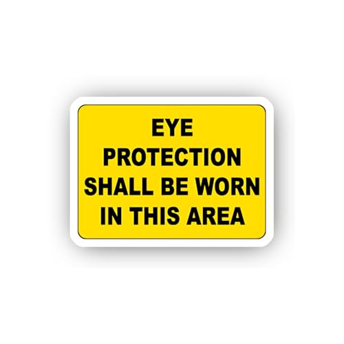 2 (Pieces) 3" and 5" Eye Protection Shall be Worn in This Area Sticker, Waterproof Vinyl Decals for