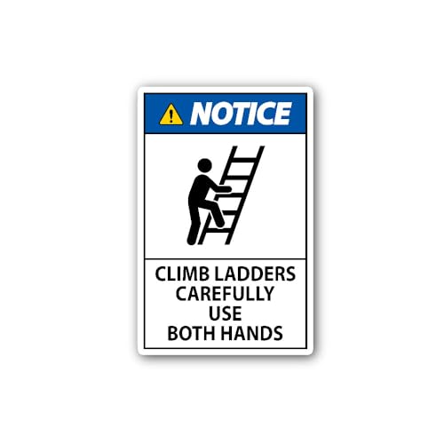 2 (Pieces) 3" and 5" Climb LADDERS Carefully USE Both Hands Sign Sticker, Waterproof Vinyl Decals fo