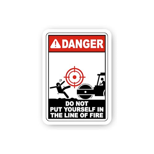 2 (Pieces) 3" and 5" Danger: Line of Fire from Moving Roller Sticker, Waterproof Vinyl Decals for Ma