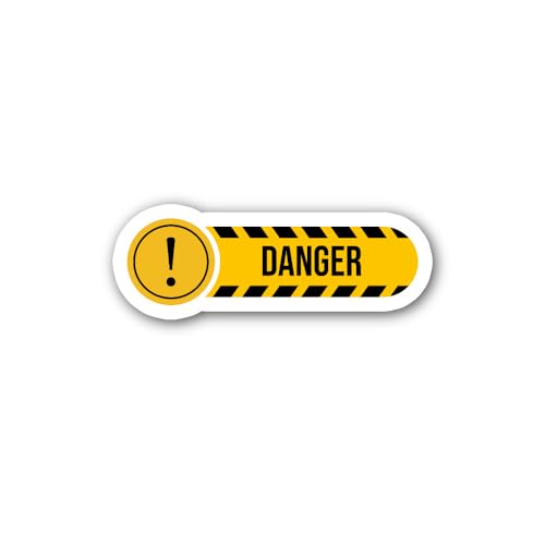 2 (Pieces) 3" and 5" Danger Yellow Colour Sign Sticker, Waterproof Vinyl Decals for Many Purpose Lik