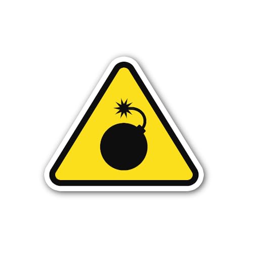 2 (Pieces) 3" and 5" Yellow Bomb Sign Sticker, Waterproof Vinyl Decals for Many Purpose Like Cars, T