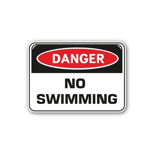 2 (Pieces) 3" and 5" Danger No Swimming Icon Sign Sticker, Waterproof Vinyl Decals for Many Purpose