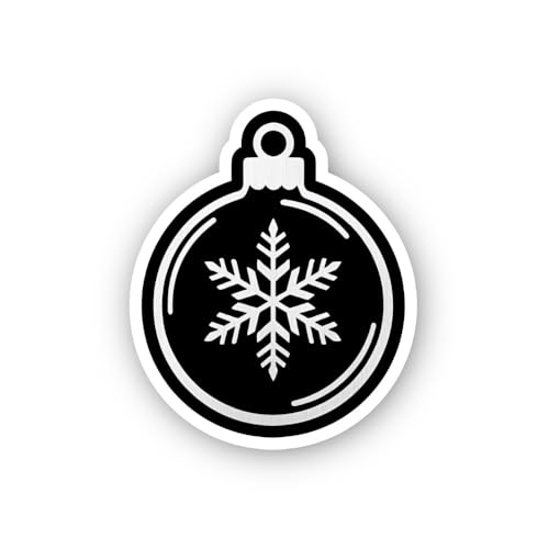 2 (Pieces) 3" and 5" Christmas Ornament with Snowflake Design Sticker, Waterproof Vinyl Decals for M