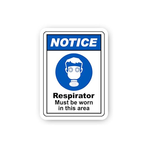 2 (Pieces) 3" and 5" Notice: Full-Face Respirator Required Sticker, Waterproof Vinyl Decals for Many
