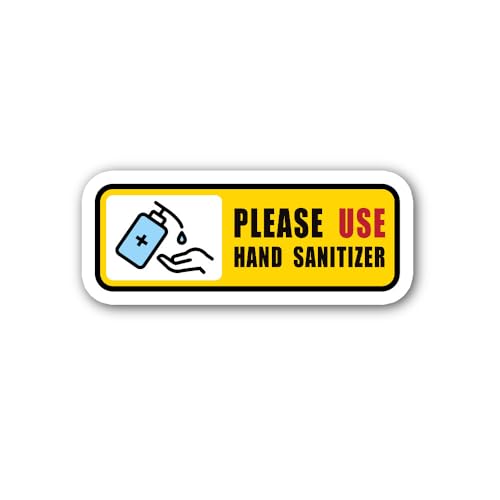 2 (Pieces) 3" and 5" Please Use Hand Sanitizer Sticker, Waterproof Vinyl Decals for Many Purpose Lik