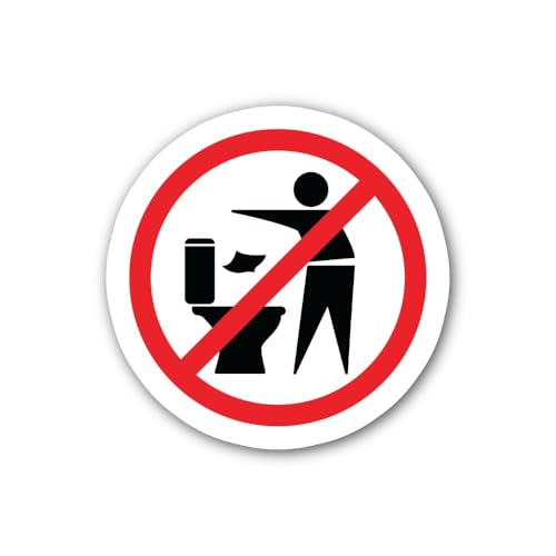 2 (Pieces) 3" and 5" Do Not Throw Trash in Toilet Sticker, Waterproof Vinyl Decals for Many Purpose