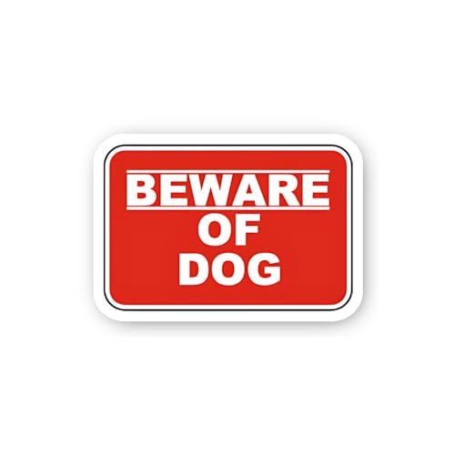 2 (Pieces) 3" and 5" Red Beware of Dog Sticker, Waterproof Vinyl Decals for Many Purpose Like Cars,