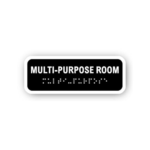 2 (Pieces) 3" and 5" Multi-Purpose Room Sign with Braille Sticker, Waterproof Vinyl Decals for Many