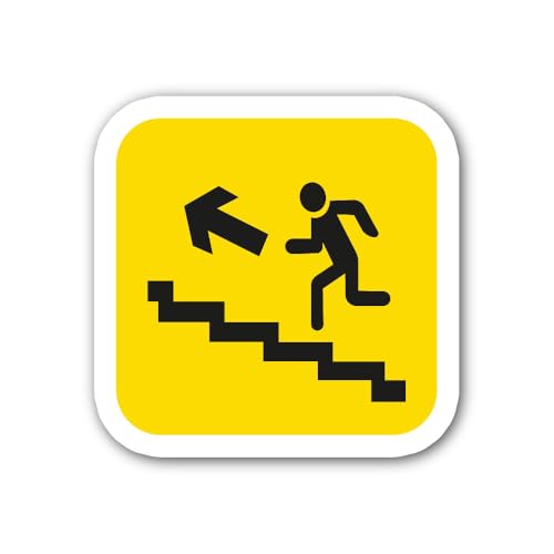 2 (Pieces) 3" and 5" Emergency exit Route Sticker, Waterproof Vinyl Decals for Many Purpose Like Car