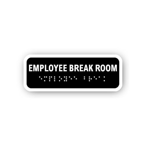 2 (Pieces) 3" and 5" Employee Break Room Sign with Braille Sticker, Waterproof Vinyl Decals for Many