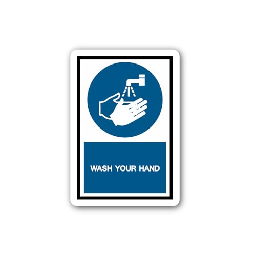 2 (Pieces) 3" and 5" WASH Your Hand ICON Sticker, Waterproof Vinyl Decals for Many Purpose Like Cars
