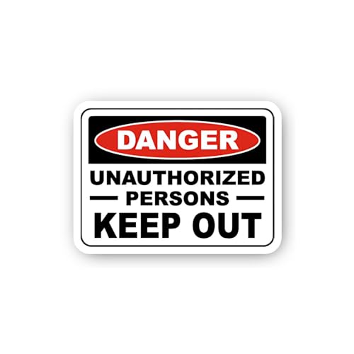 2 (Pieces) 3" and 5" Danger Unauthorized Persons Keep Out Sign Sticker, Waterproof Vinyl Decals for