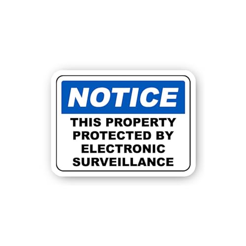 2 (Pieces) 3" and 5" Electronic Surveillance Property Notice Sticker, Waterproof Vinyl Decals for Ma
