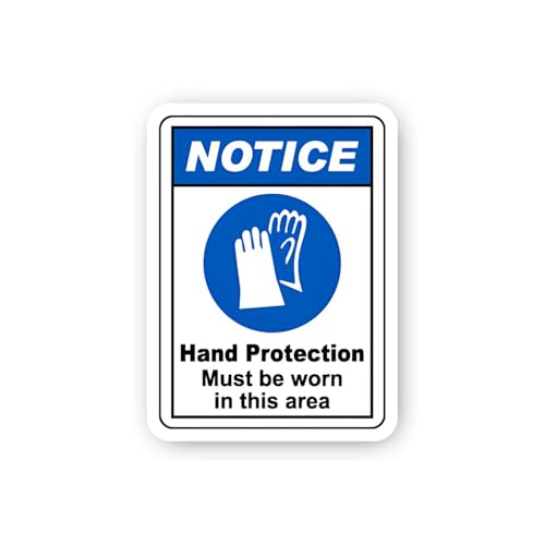 2 (Pieces) 3" and 5" Notice: Hand Protection Must Be Worn Sticker, Waterproof Vinyl Decals for Many