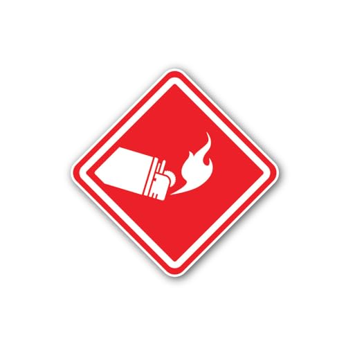 2 (Pieces) 3" and 5" Hazard Pictogram indicating a Flammable Substance Sign Sticker, Waterproof Viny
