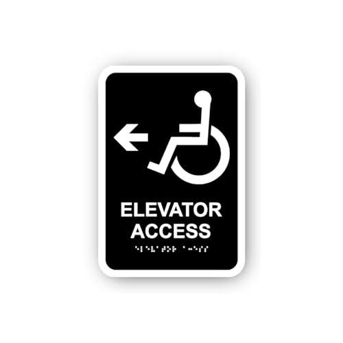 2 (Pieces) 3" and 5" Elevator Access Arrow Left Braille Sticker, Waterproof Vinyl Decals for Many Pu