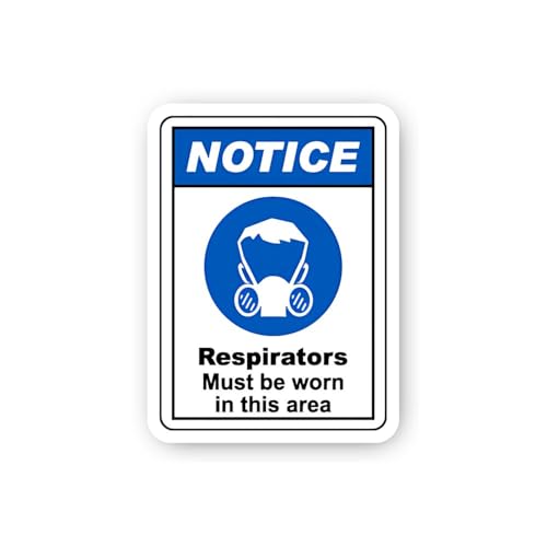 2 (Pieces) 3" and 5" Notice: Respirators Must Be Worn Sticker, Waterproof Vinyl Decals for Many Purp