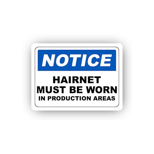 2 (Pieces) 3" and 5" Production Area Hairnet Notice Sticker, Waterproof Vinyl Decals for Many Purpos