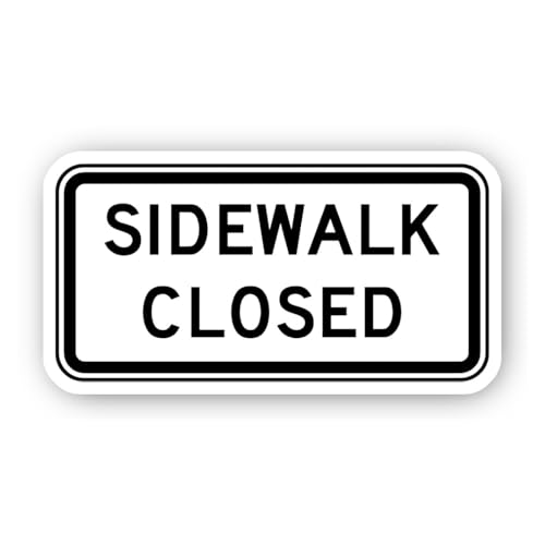 2 (Pieces) 3" and 5" Simple Black and White Sidewalk Closed Sign Sticker, Waterproof Vinyl Decals fo