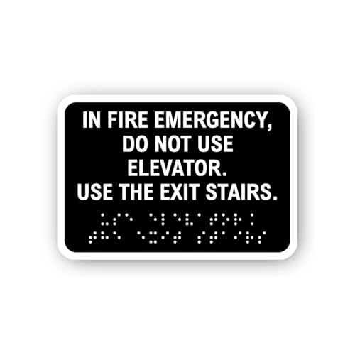2 (Pieces) 3" and 5" Do Not Use Elevator in Fire Emergency Sign (Black) Sticker, Waterproof Vinyl De