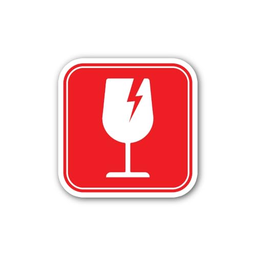 2 (Pieces) 3" and 5" Fragile icon red Sticker, Waterproof Vinyl Decals for Many Purpose Like Cars, T