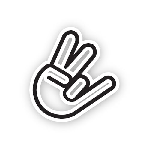 2 (Pieces) 3" and 5" Rock Hand Sign Outline Sticker, Waterproof Vinyl Decals for Many Purpose Like C