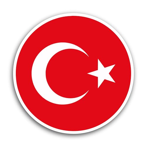 2 (Pieces) 3" and 5" Flag of Turkiye Sticker, Waterproof Vinyl Decals for Many Purpose Like Cars, Tr