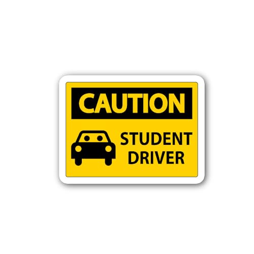 2 (Pieces) 3" and 5" Caution Student Driver Sticker, Waterproof Vinyl Decals for Many Purpose Like C