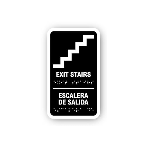 2 (Pieces) 3" and 5" Exit Stairs with Icon and Spanish Sticker, Waterproof Vinyl Decals for Many Pur