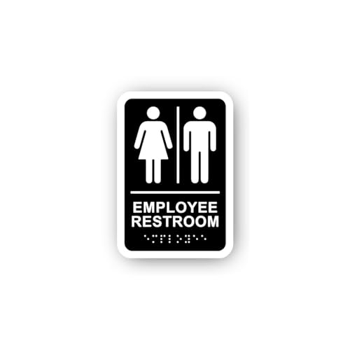 2 (Pieces) 3" and 5" Employee Restroom Sign with Male and Female Symbols Sticker, Waterproof Vinyl D