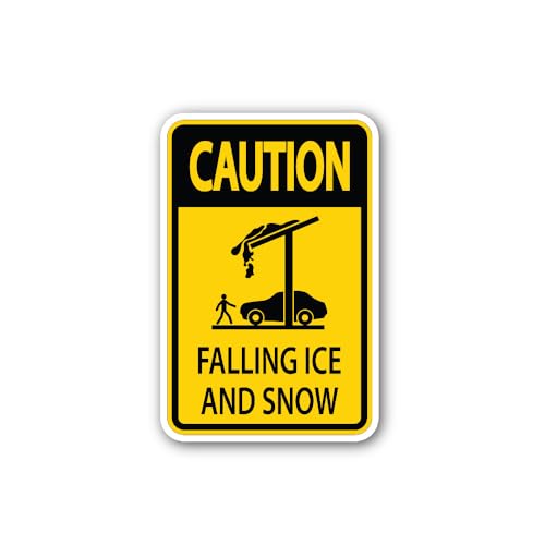 2 (Pieces) 3" and 5" Caution Falling Ice and Snow Sign Sticker, Waterproof Vinyl Decals for Many Pur
