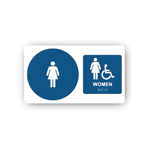 2 (Pieces) 3" and 5" Women's Restroom and Accessibility Sign Sticker, Waterproof Vinyl Decals for Ma