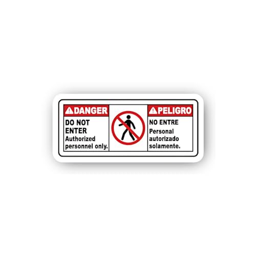 2 (Pieces) 3" and 5" Danger Do Not Enter Authorized Personnel Only Bilingual Sticker, Waterproof Vin