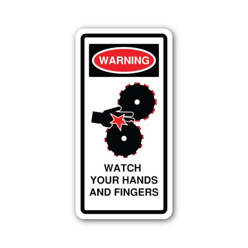 2 (Pieces) 3" and 5" Danger Around Machinery with Moving Parts Like Gears, Belts Sticker, Waterproof