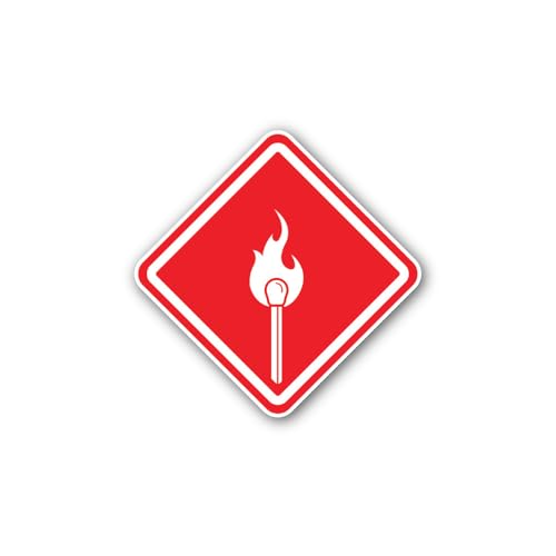 2 (Pieces) 3" and 5" Flammable Hazard Sign Sticker, Waterproof Vinyl Decals for Many Purpose Like Ca