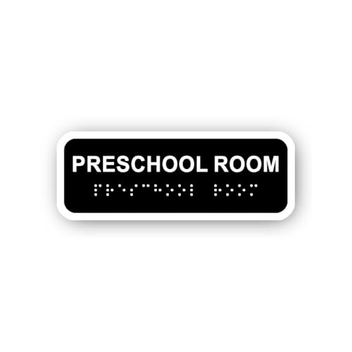 2 (Pieces) 3" and 5" Preschool Room Sign with Braille Sticker, Waterproof Vinyl Decals for Many Purp