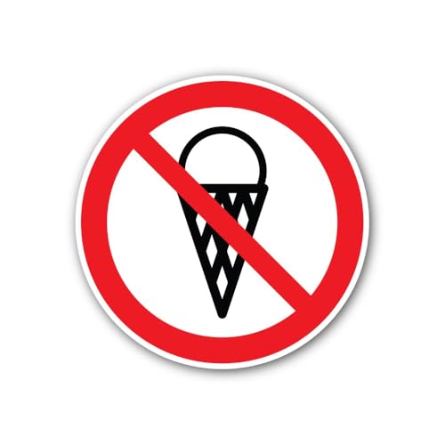 2 (Pieces) 3" and 5" No Ice Cream Sign Sticker, Waterproof Vinyl Decals for Many Purpose Like Cars,