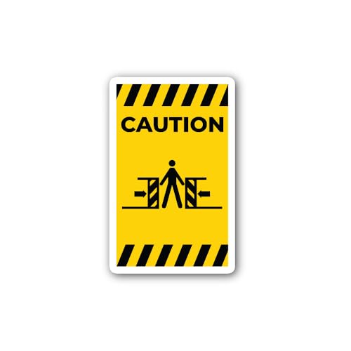2 (Pieces) 3" and 5" Beware Crushing Symbol Sign Sticker, Waterproof Vinyl Decals for Many Purpose L