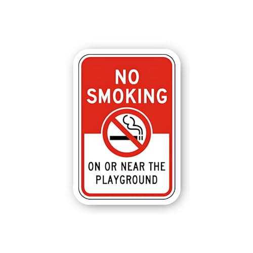 2 (Pieces) 3" and 5" No Smoking On or Near The Playground Sticker, Waterproof Vinyl Decals for Many