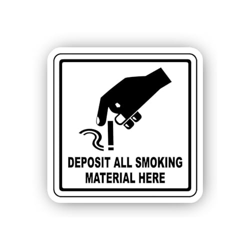 2 (Pieces) 3" and 5" Smoking Material Disposal Instruction Sticker, Waterproof Vinyl Decals for Many