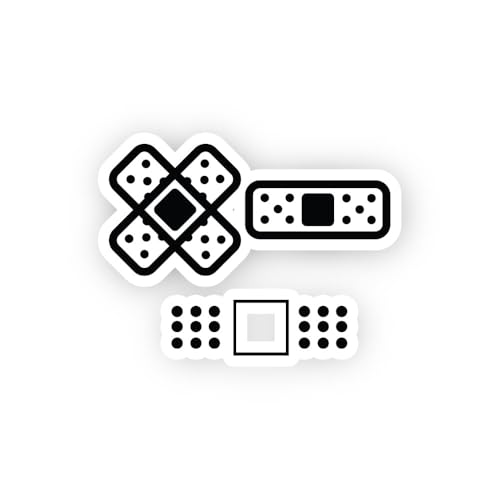 2 (Pieces) 3" and 5" Black and White Plasters Sticker, Waterproof Vinyl Decals for Many Purpose Like