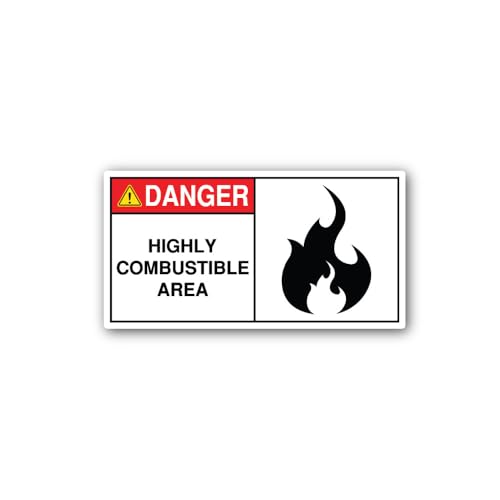 2 (Pieces) 3" and 5" Combustible Area Pictogram and Text Sticker, Waterproof Vinyl Decals for Many P