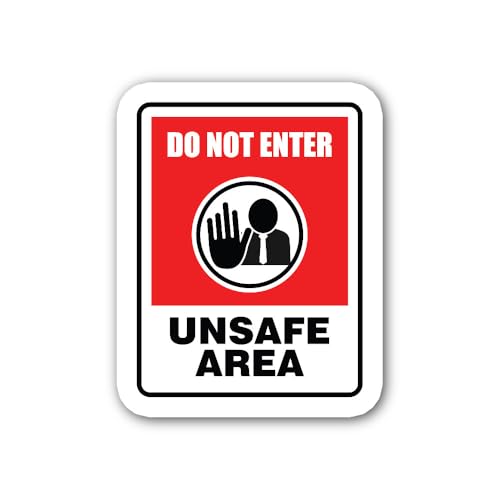 2 (Pieces) 3" and 5" Unsafe Area Sticker, Waterproof Vinyl Decals for Many Purpose Like Cars, Trucks