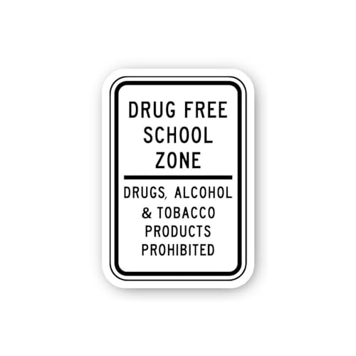 2 (Pieces) 3" and 5" Drug-Free School Zone Sticker, Waterproof Vinyl Decals for Many Purpose Like Ca