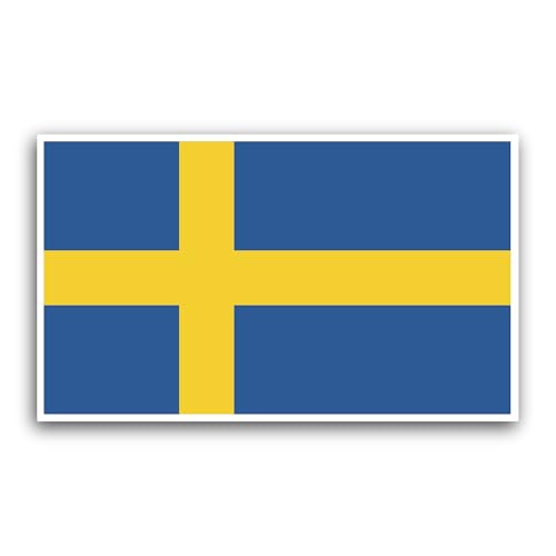 2 (Pieces) 3" and 5" Sweden Flag Sticker, Waterproof Vinyl Decals for Many Purpose Like Cars, Trucks