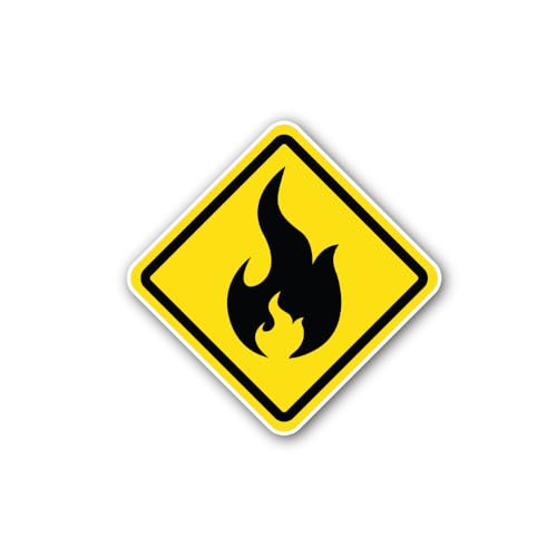 2 (Pieces) 3" and 5" fire Hazard Warning Sign Sign Sticker, Waterproof Vinyl Decals for Many Purpose