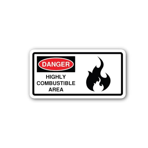 2 (Pieces) 3" and 5" Combustible Area Sticker, Waterproof Vinyl Decals for Many Purpose Like Cars, T
