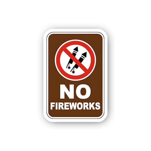 2 (Pieces) 3" and 5" No Fireworks Allowed Sticker, Waterproof Vinyl Decals for Many Purpose Like Car