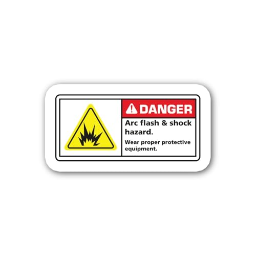 2 (Pieces) 3" and 5" Danger Arc Flash Sticker, Waterproof Vinyl Decals for Many Purpose Like Cars, T